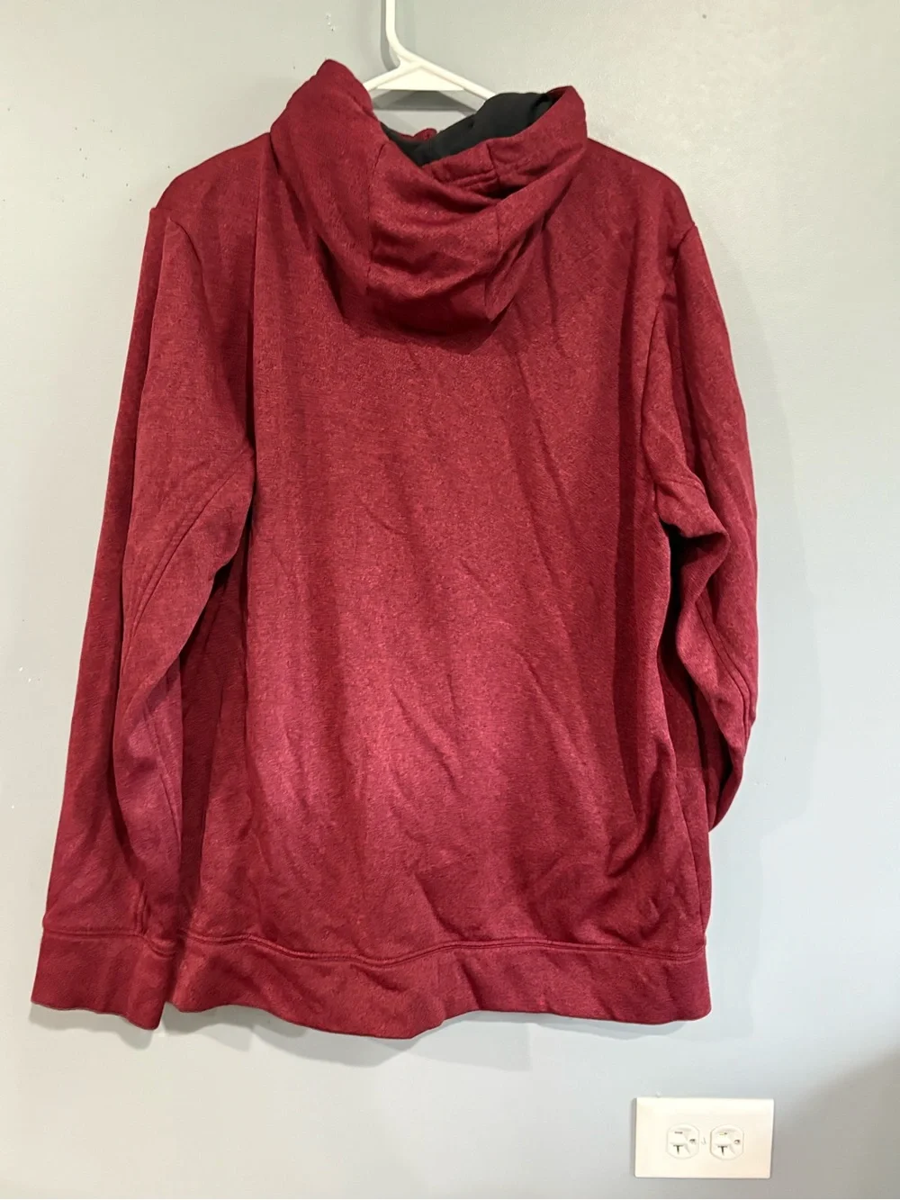 The North Face Mens Large Burgundy Fleece Full Zip Hoodie Logo Thumb Holes